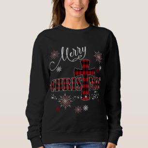 Sweatshirt Joyeux Noël Croix Buffalo Plaid Christian Holi