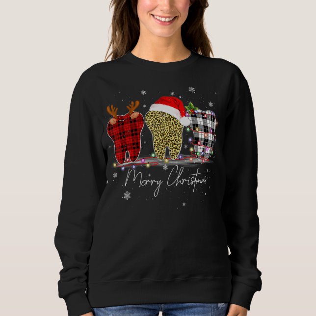 Sweatshirt Joyeux Noël Dentiste Dents Santa Hat Xmas Leopa (Devant)