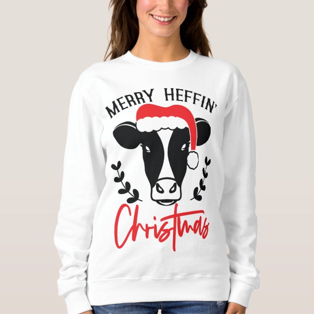 Sweatshirt Joyeux Noël Heffin Fantaisie de vache folle Noël (Devant)