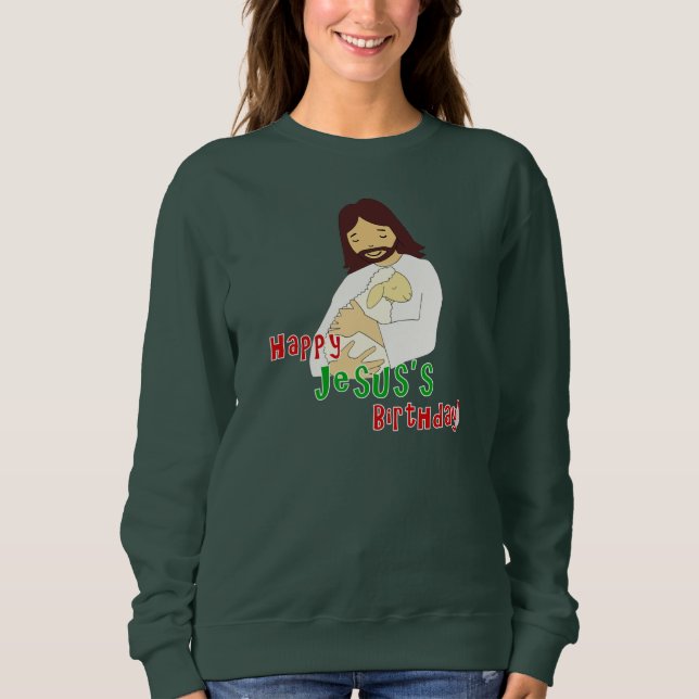 Sweatshirt Joyeux Noël Joyeux Anniversaire de Jésus Agneau de (Devant)