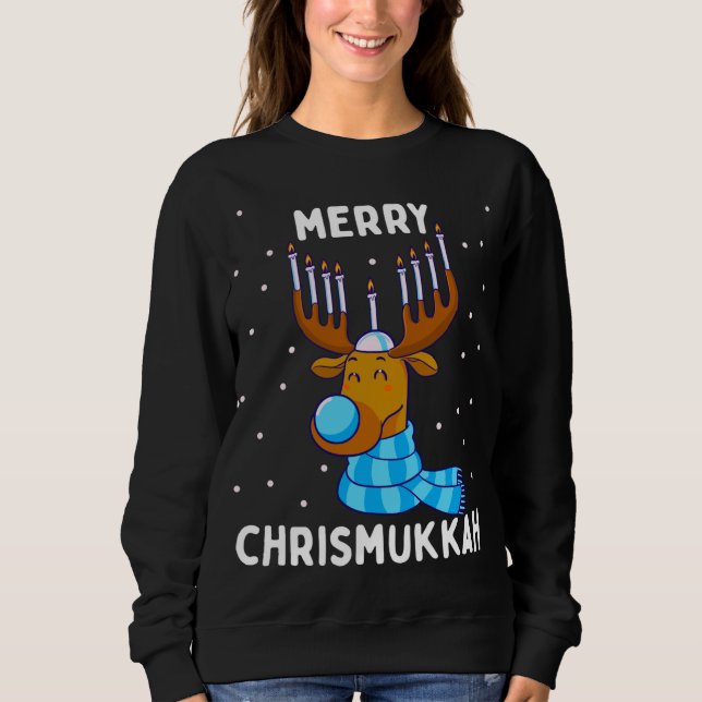 Sweatshirt Joyeux Noël juif Chrismukkah Hanoukka Reinde (Devant)