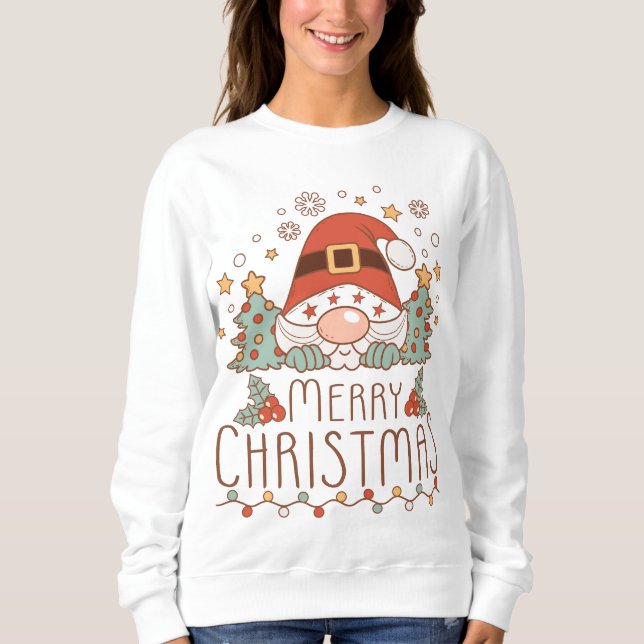 Sweatshirt Joyeux Noël mignon Festif Whimsical Père Noël (Devant)