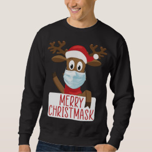 Sweatshirt Joyeux Noël Reindeer Visage Masque Drôle Christma