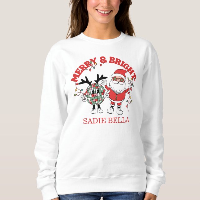 Sweatshirt Joyeux Noël Rétro Et Lumineux (Devant)