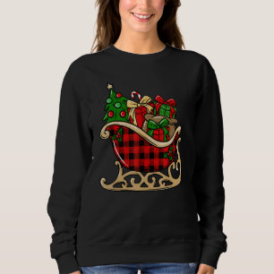 Sweatshirt Joyeux Noël  Traîneau de Noël à carreaux de Buffal