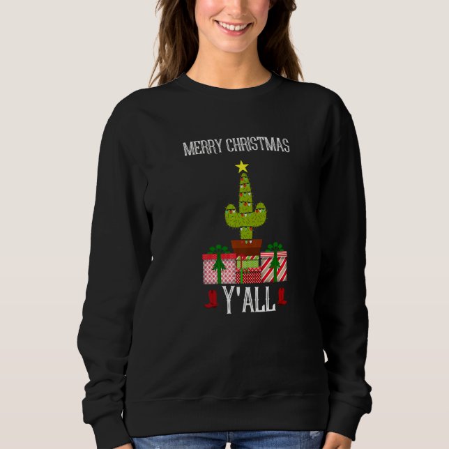 Sweatshirt Joyeux Noël Y Tous les Cactus Plante Noël Arbre (Devant)