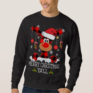 Sweatshirt Joyeux Noël Ya'll Buffalo Red Plaid Reindeer S