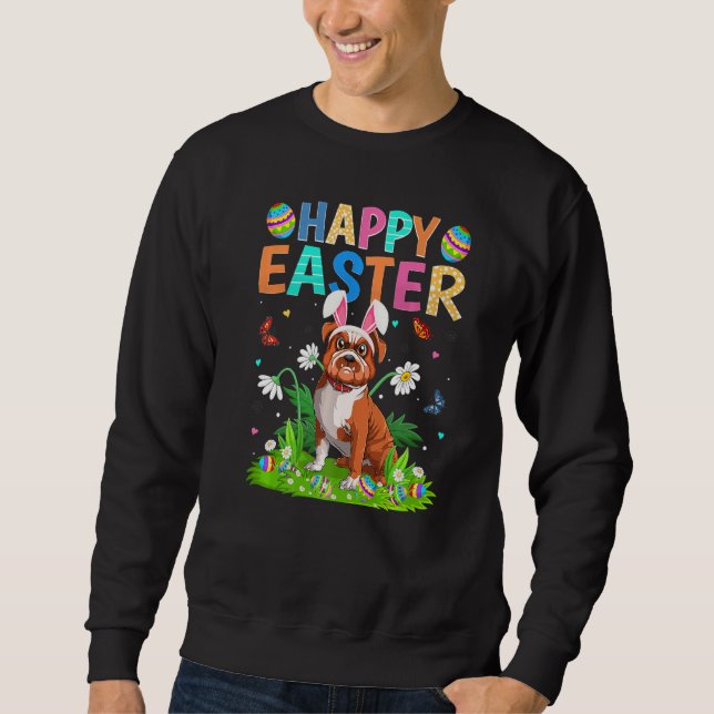 Sweatshirt Joyeux oeuf de lapin de Pâques Funny Bulldog diman (Devant)