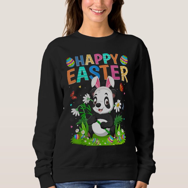 Sweatshirt Joyeux oeuf de lapin de Pâques Funny Panda dimanch (Devant)