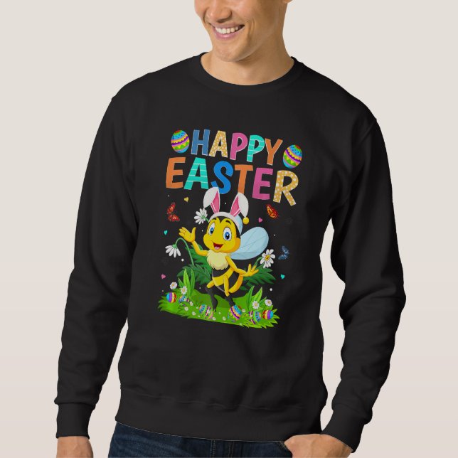 Sweatshirt Joyeux Oeuf Lapin de Pâques Drôle Bumble Bee Solei (Devant)