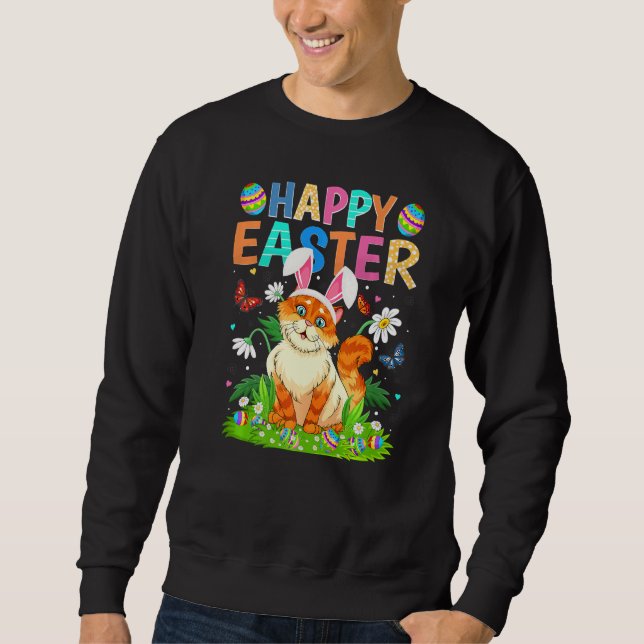 Sweatshirt Joyeux oeuf lapin de Pâques Funny Chat dimanche de (Devant)