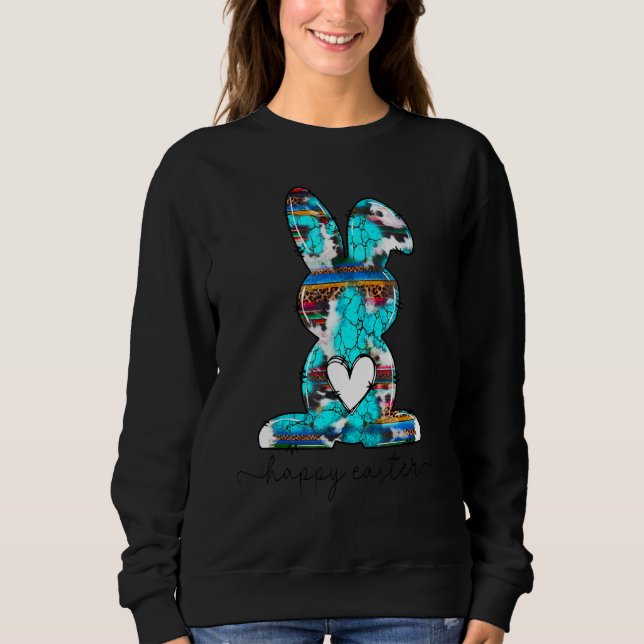 Sweatshirt Joyeux Oeufs de Pâques Bunny Western Pays Leopard  (Devant)