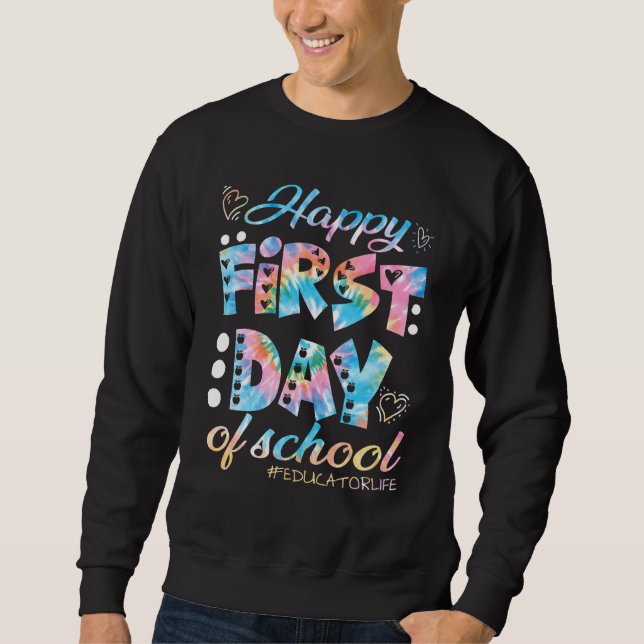 Sweatshirt Joyeux premier jour de l'école Éducateur vie Bienv (Devant)