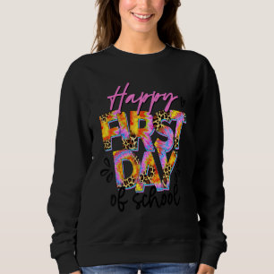 Sweatshirt Joyeux Premier Jour De L'École Tie Dye Leopard 4e