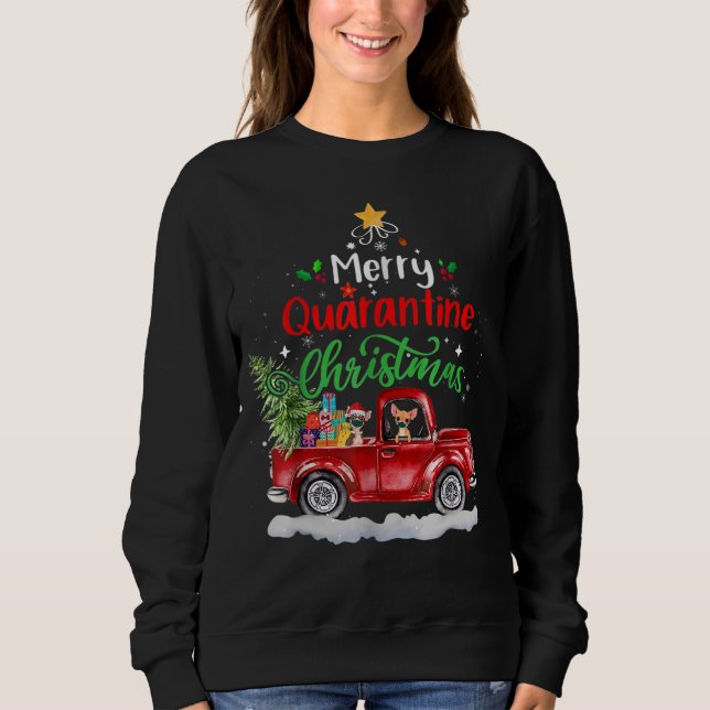 Sweatshirt Joyeux Quarantine Noël 2020 Chihuahua Ride Rouge (Devant)