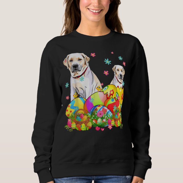 Sweatshirt Joyeux Retriever du Labrador de Pâques avec Eg de  (Devant)
