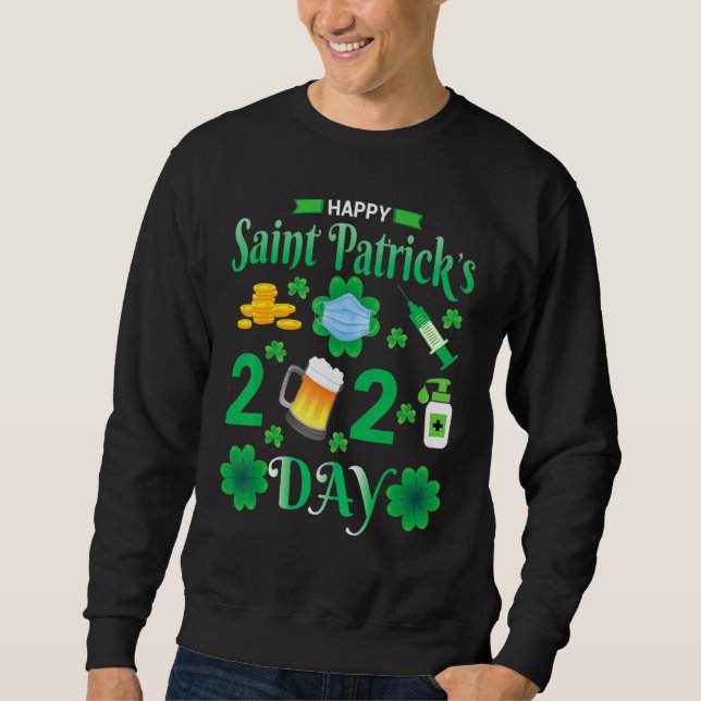 Sweatshirt Joyeux Saint Patrick's Day 2022 visage Shamrock ir (Devant)