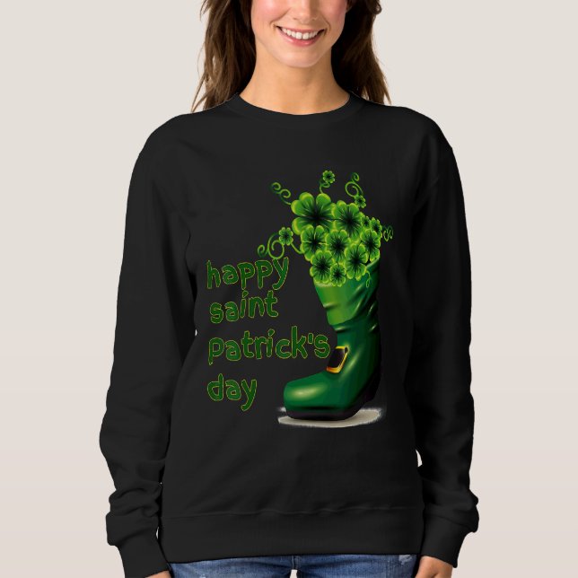 Sweatshirt Joyeux Saint Patrick's Day Chaussure verte Lucky S (Devant)