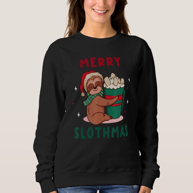 Sweatshirt Joyeux Slothmas Cute Cuddin Sloth Marshmallow Hot (Devant)