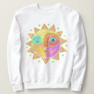 Sweatshirt Joyeux Sun Face Art Abstrait à porter
