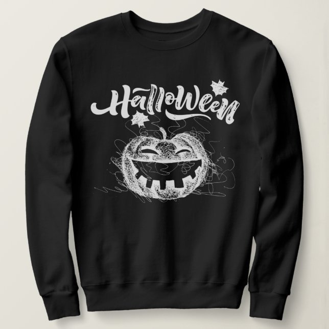 Sweatshirt Joyeux visage citrouille d'Halloween effrayant (Design devant)
