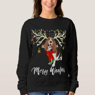Sweatshirt Joyeux Woofmas Basset Hound Reindeer Chien de Noël