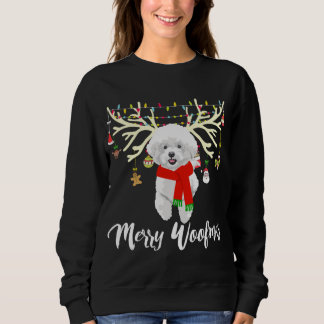 Sweatshirt Joyeux Woofmas Bichon Frise Reindeer Chien de Noël