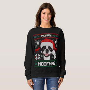 Sweatshirt Joyeux Woofmas Noël de Boston Terrier