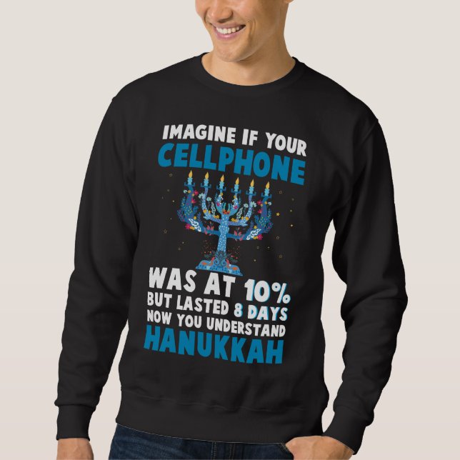 Sweatshirt Juif amusant Hanoukka de Noël menorah judaïsme (Devant)