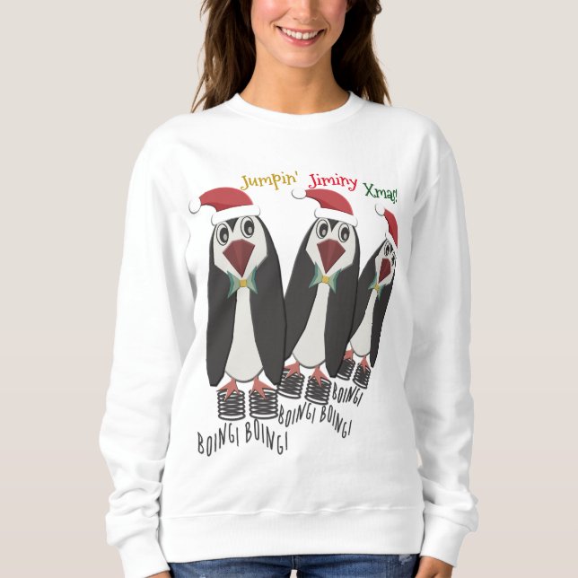 Sweatshirt Jumping Jiminy Noël - Pingouins amusants (Devant)