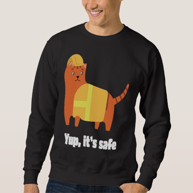Sweatshirt Jup It's safe  Cat in High Visibility Vest and Hel (Devant)