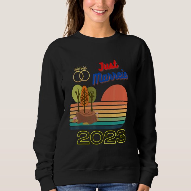 Sweatshirt Just Married 2023 for newlywed bride and groom cou (Devant)