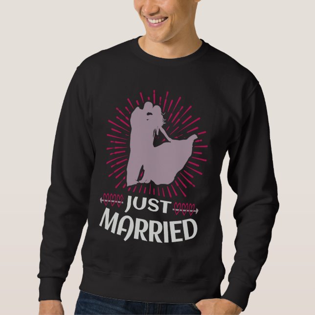 Sweatshirt Just Married Lovable Valentine Illustration Saying (Devant)