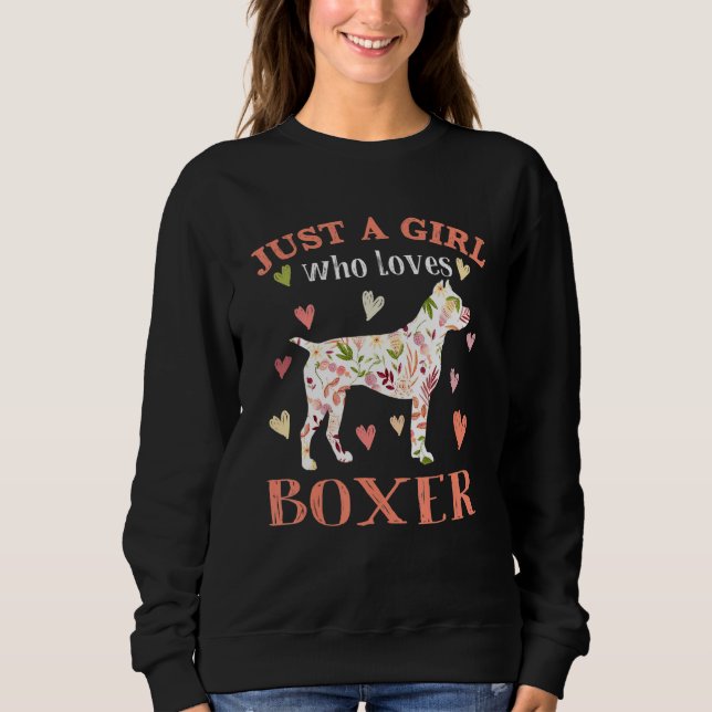 Sweatshirt Juste une fille qui aime Boxer Flower (Devant)