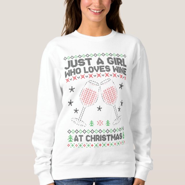 Sweatshirt Juste Une Fille Qui Aime Le Vin À Noël (Devant)