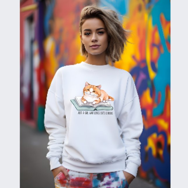 Sweatshirt Juste une fille qui aime les chats et les livres g (Créateur téléchargé)