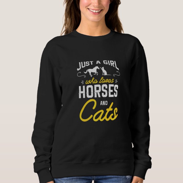 Sweatshirt Juste Une Fille Qui Aime Les Chevaux Et Les Chats  (Devant)