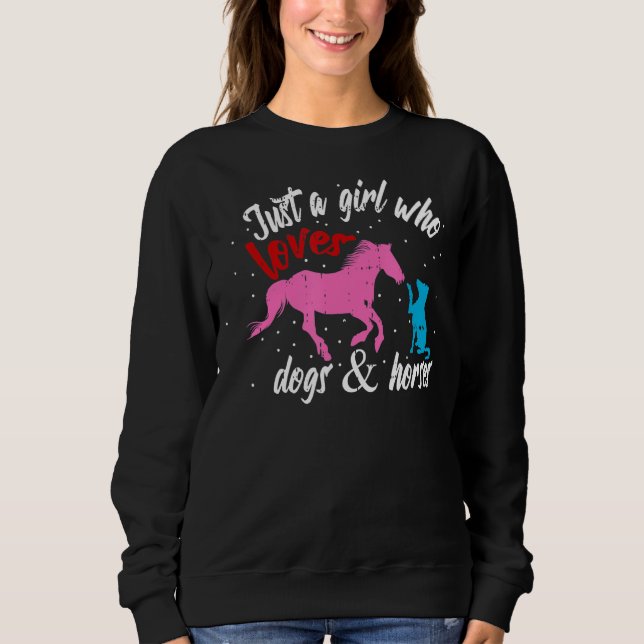 Sweatshirt Juste Une Fille Qui Aime Les Chiens Et Les Chevaux (Devant)