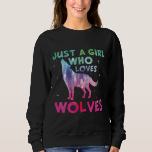 Sweatshirt Juste une fille qui aime les loups aquarelle