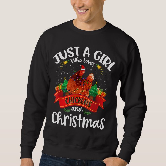 Sweatshirt Juste une fille qui aime les poulets et Noël (Devant)