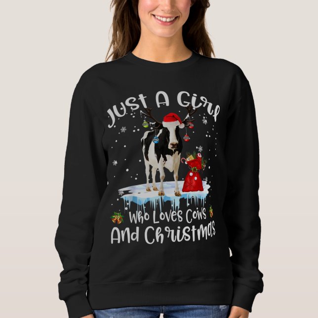 Sweatshirt Juste Une Fille Qui Aime Les Vaches Et Noël Laide (Devant)