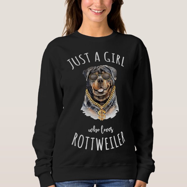 Sweatshirt Juste une fille qui aime Rottweiler meilleur Amour (Devant)