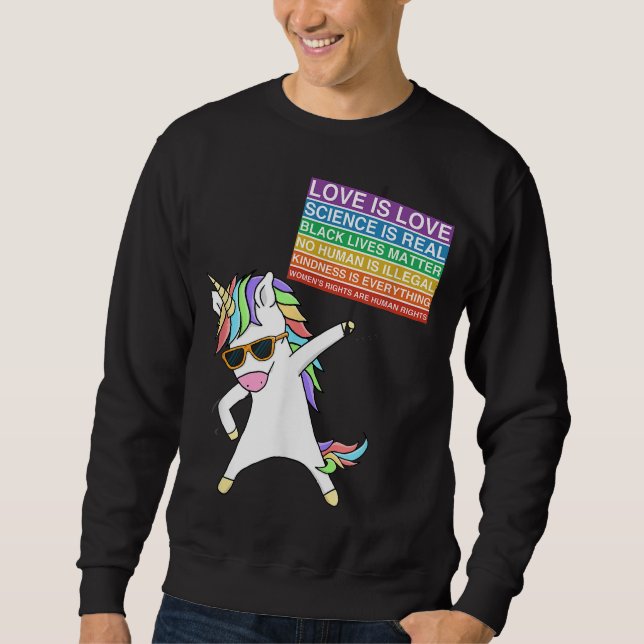 Sweatshirt Justice sociale Unicorne protestation femmes égali (Devant)