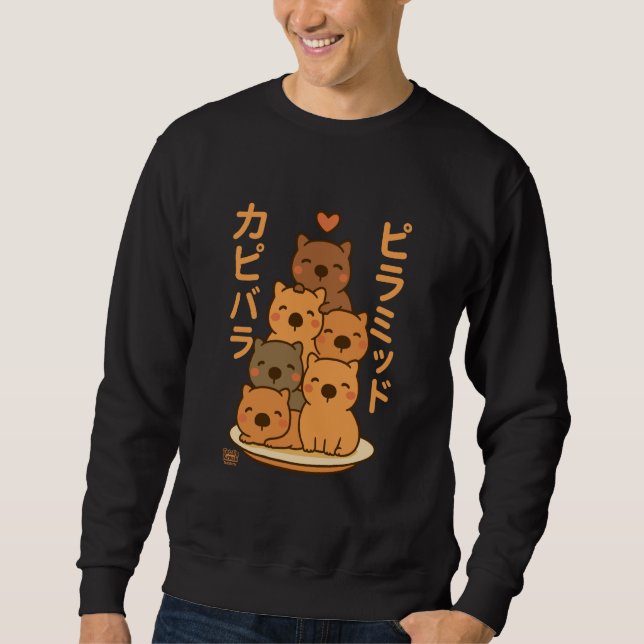Sweatshirt Kawaii Capybara Pyramid Anime Japanese Letters Cut (Devant)