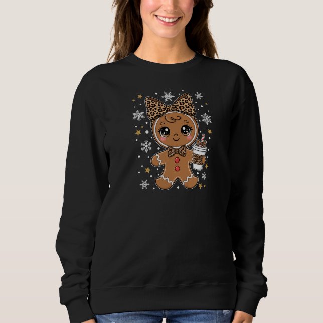 Sweatshirt kawaii gingerbread leopard christmas (Devant)