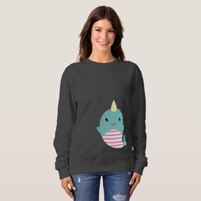 Sweatshirt Kawaii Narwhal (Devant entier)