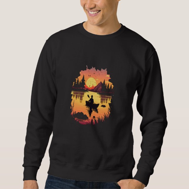 Sweatshirt Kayaking River Camper River Boating In Sunset (Devant)