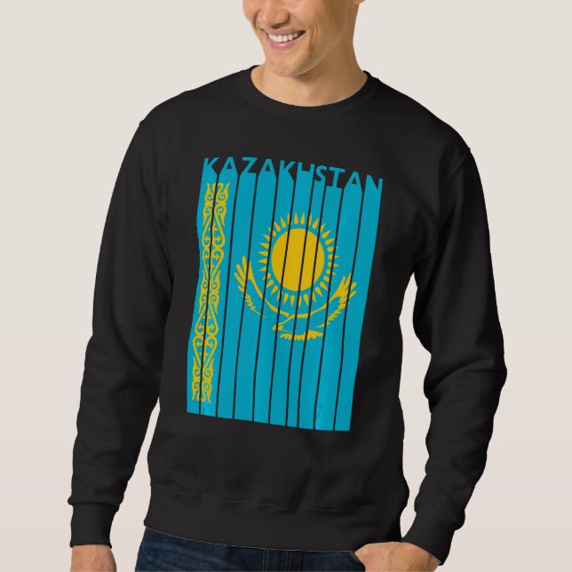 Sweatshirt Kazakhstan Vintage Kazakhstan Drapeau Vacances (Devant)