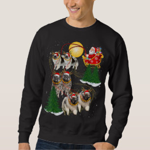 Sweatshirt Keeshond Reindeer Noël Chien Riding Père Noël Noël
