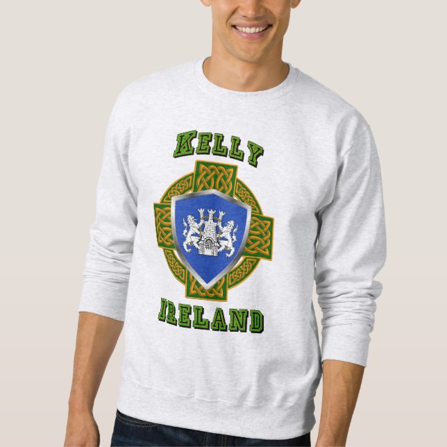 Sweatshirt Kelly/O'Kelly Irish Shield avec Croix celtique (Devant)